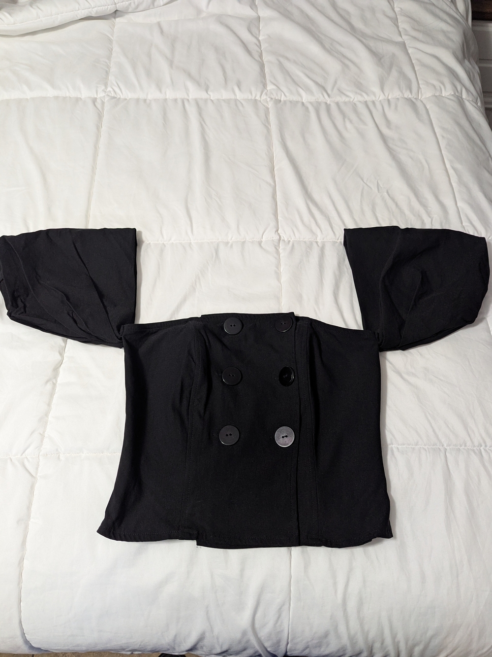 Off-Shoulder Black Button-Front Women's Blouse - NWOT